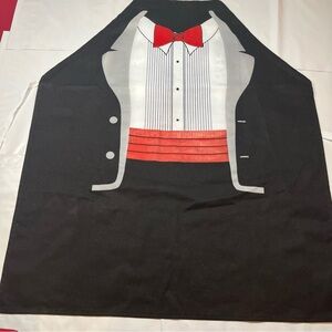 Tuxedo APRON black white Red Bow Tie Funny Costume Tie Waist OS Attitude Aprons